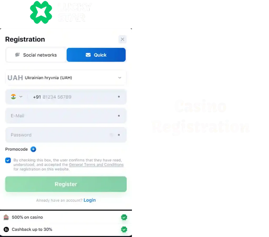 lucky star casino registration